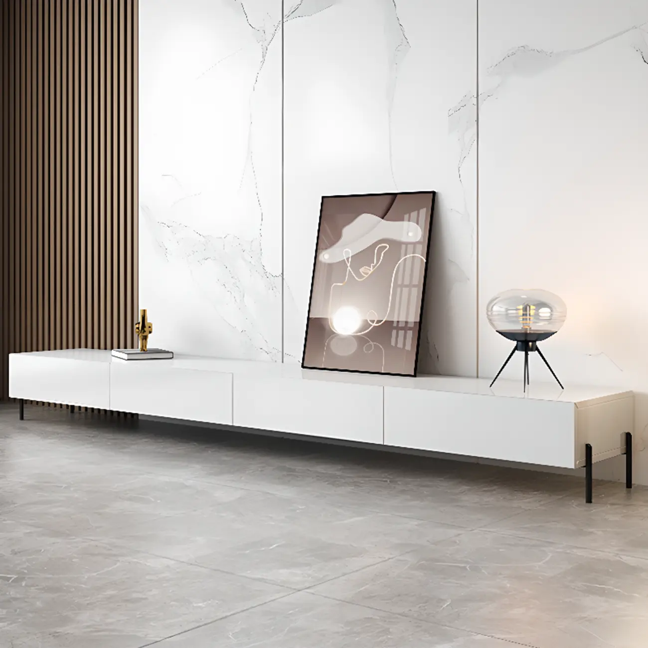 Modern Wood TV Stand in Nut-Brown with Drawers | homeyfad