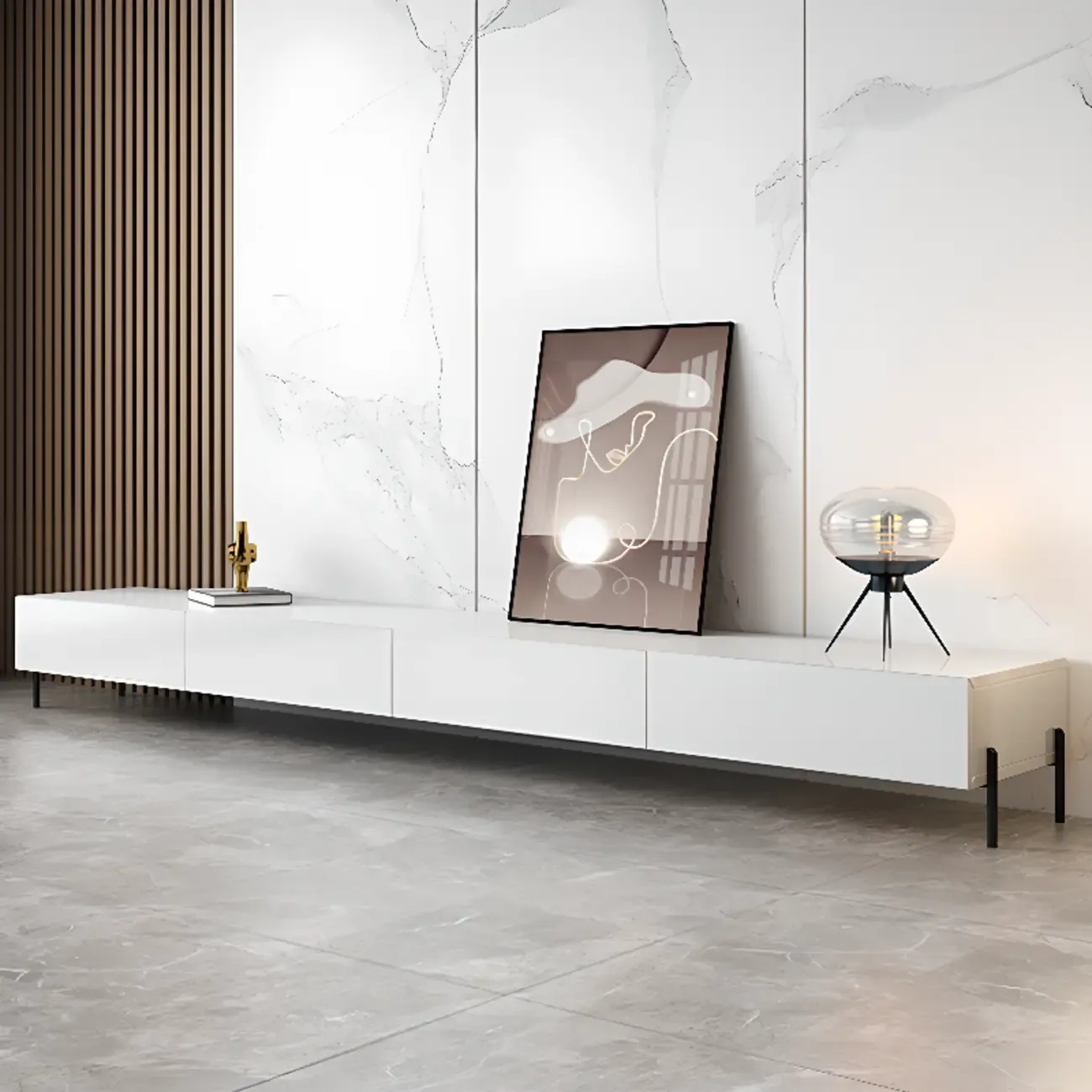 Modern Wood TV Stand in Nut-Brown with Drawers