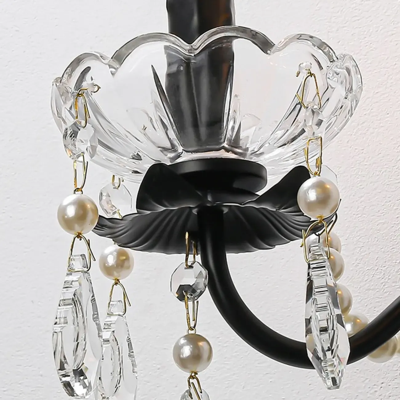 Black Modern 2-Light Candelabra Wall Sconce with Crystal  Image - 11