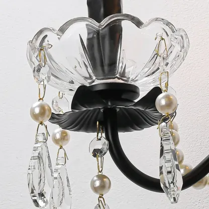 Black Modern 2-Light Candelabra Wall Sconce with Crystal  Image - 11