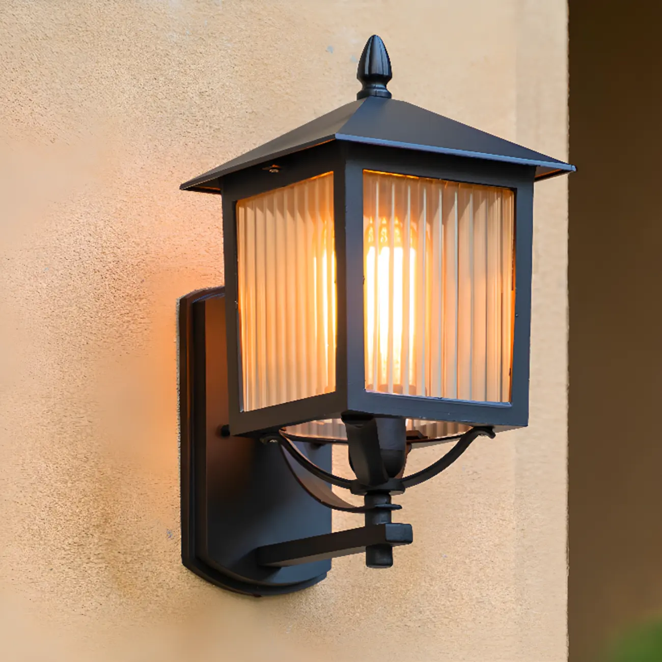 Modern Retro Black Glass LED Outdoor Wall Sconce in Geometric  Image - 1 | homeyfad