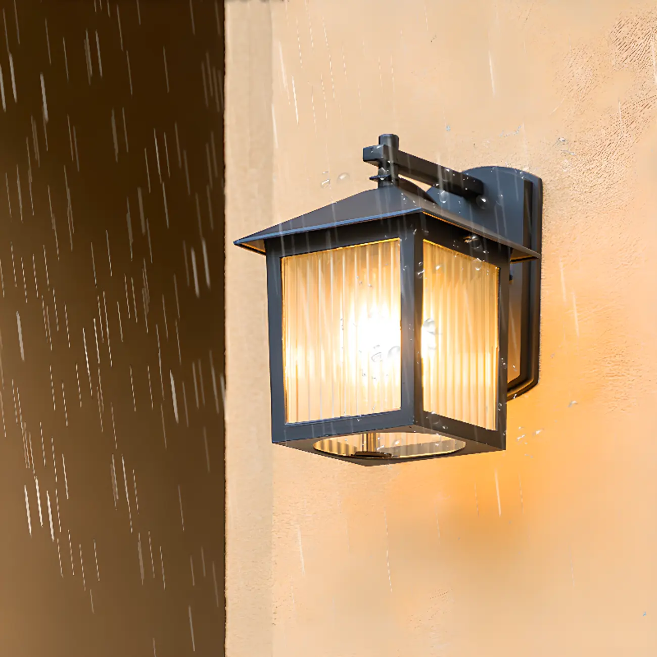 Modern Retro Black Glass LED Outdoor Wall Sconce in Geometric  Image - 6 | homeyfad