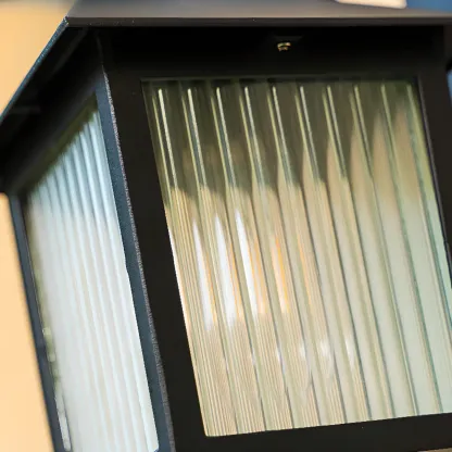 Modern Retro Black Glass LED Outdoor Wall Sconce in Geometric  Image - 10