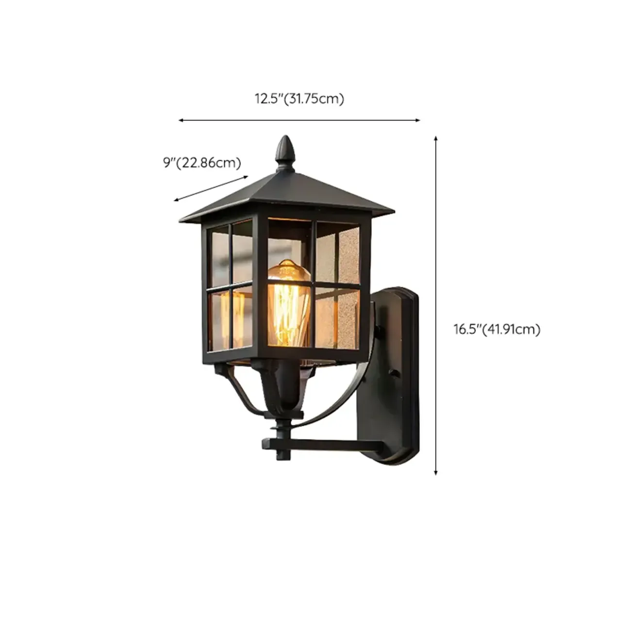 Modern Retro Black Glass LED Outdoor Wall Sconce in Geometric  Image - 14