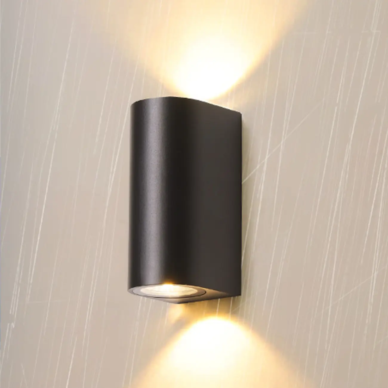 Outdoor Minimalist Round 2-Light Black LED Wall Sconce Light  Image - 1 | homeyfad