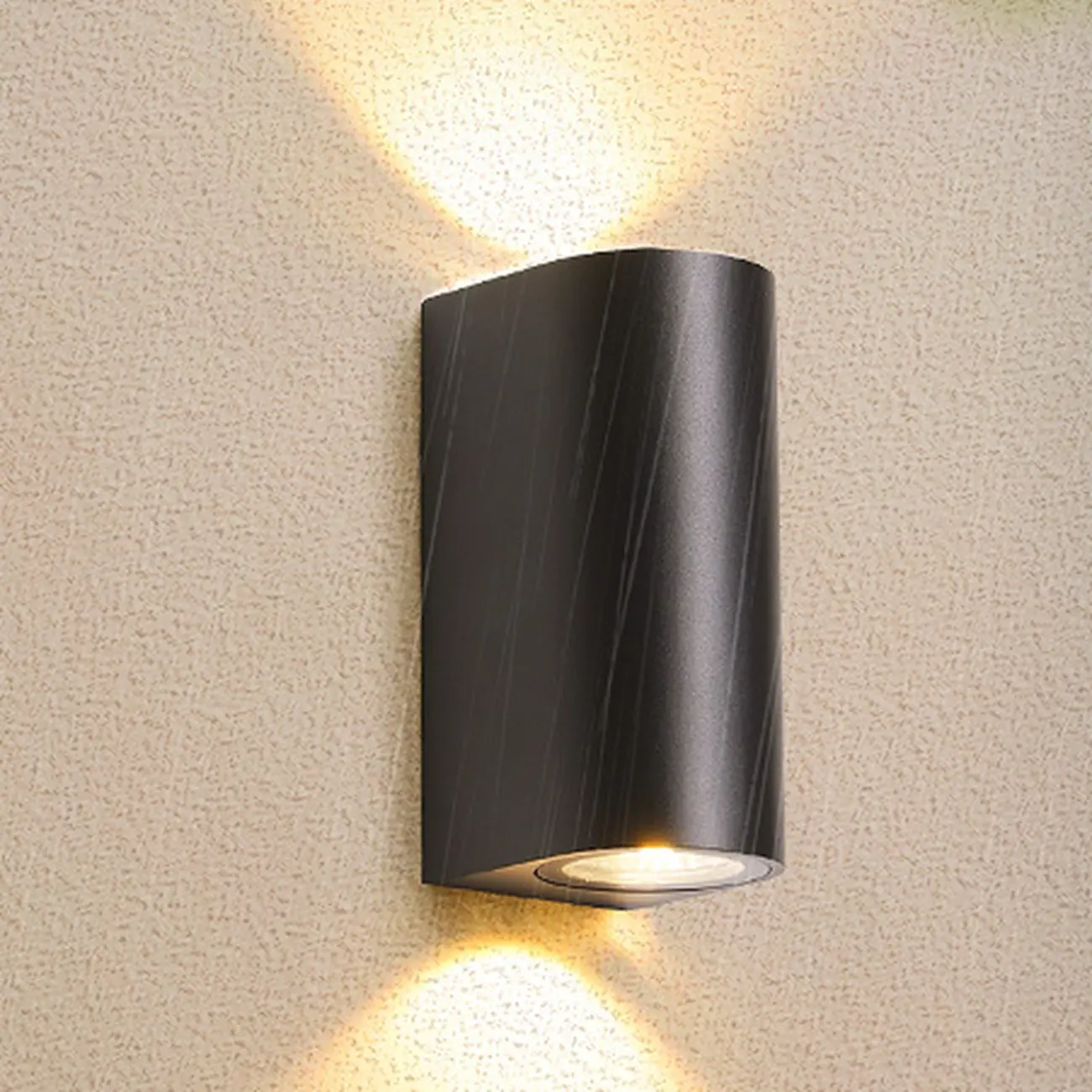 Outdoor Minimalist Round 2-Light Black LED Wall Sconce Light  Image - 2 | homeyfad