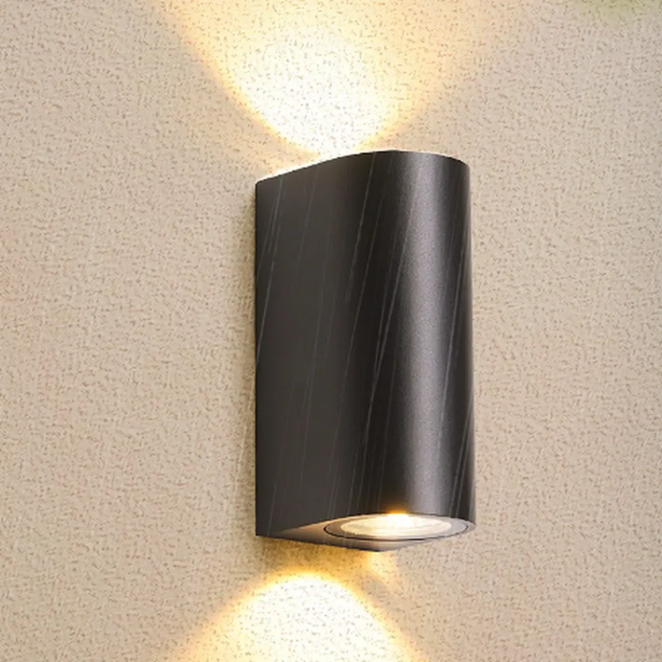 Outdoor Minimalist Round 2-Light Black LED Wall Sconce Light  Image - 2