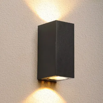 Outdoor Minimalist Round 2-Light Black LED Wall Sconce Light  Image - 3