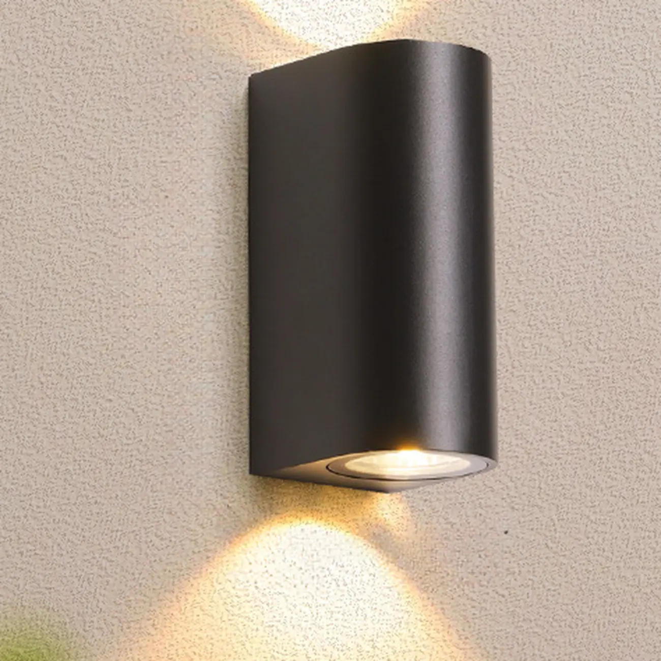 Outdoor Minimalist Round 2-Light Black LED Wall Sconce Light  Image - 10 | homeyfad