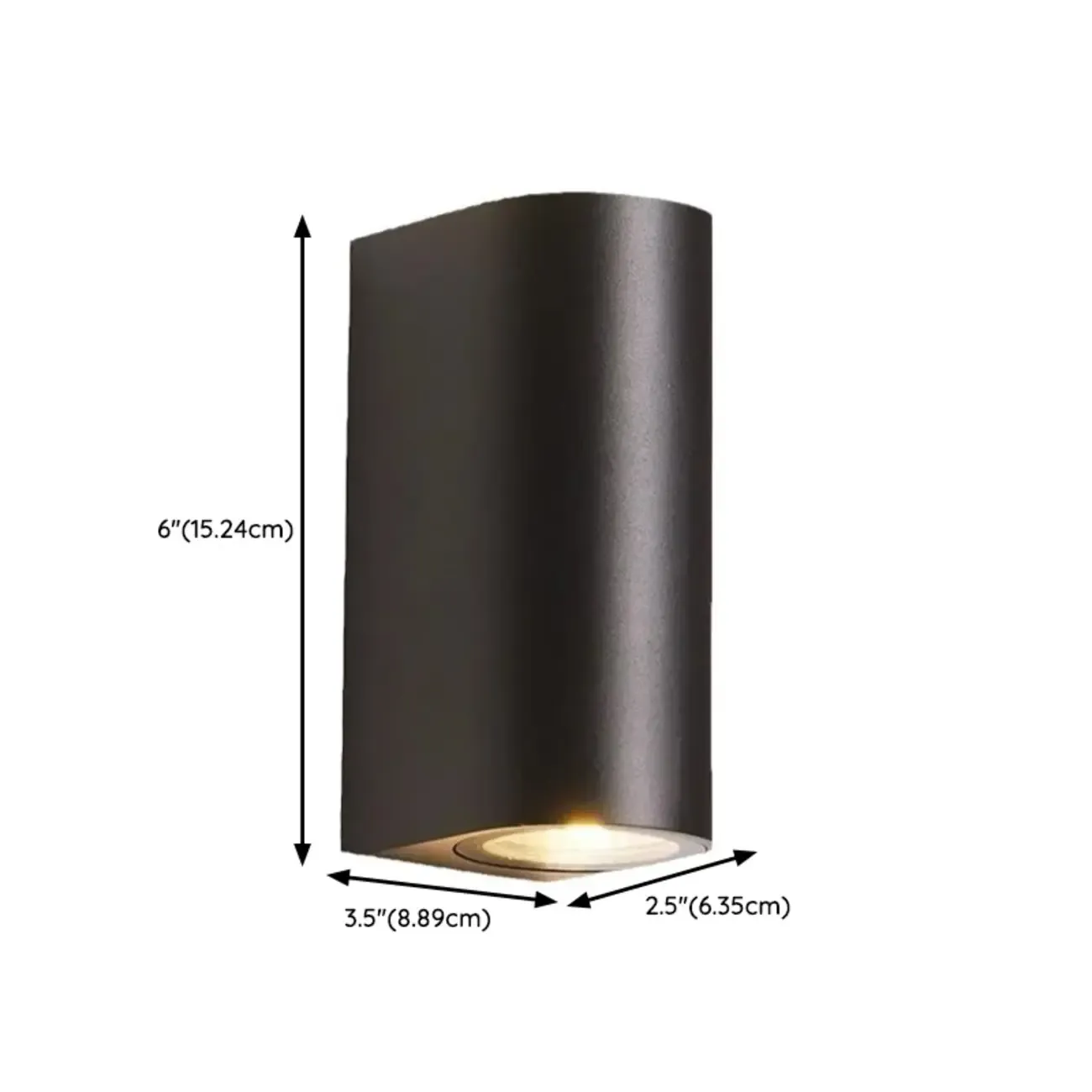 Outdoor Minimalist Round 2-Light Black LED Wall Sconce Light  #size