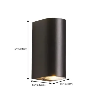 Outdoor Minimalist Round 2-Light Black LED Wall Sconce Light  #size