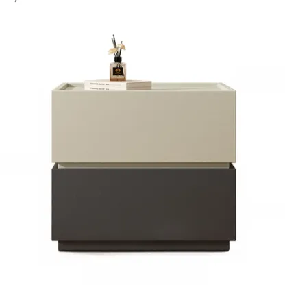 Modern Wood Two-Tone Drawers Nightstand Image - 6