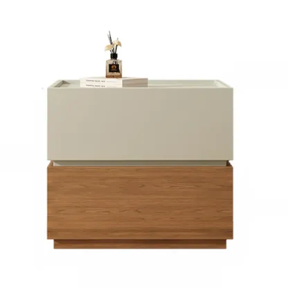 Modern Wood Two-Tone Drawers Nightstand Image - 7