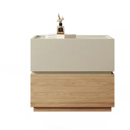 Modern Wood Two-Tone Drawers Nightstand Image - 9