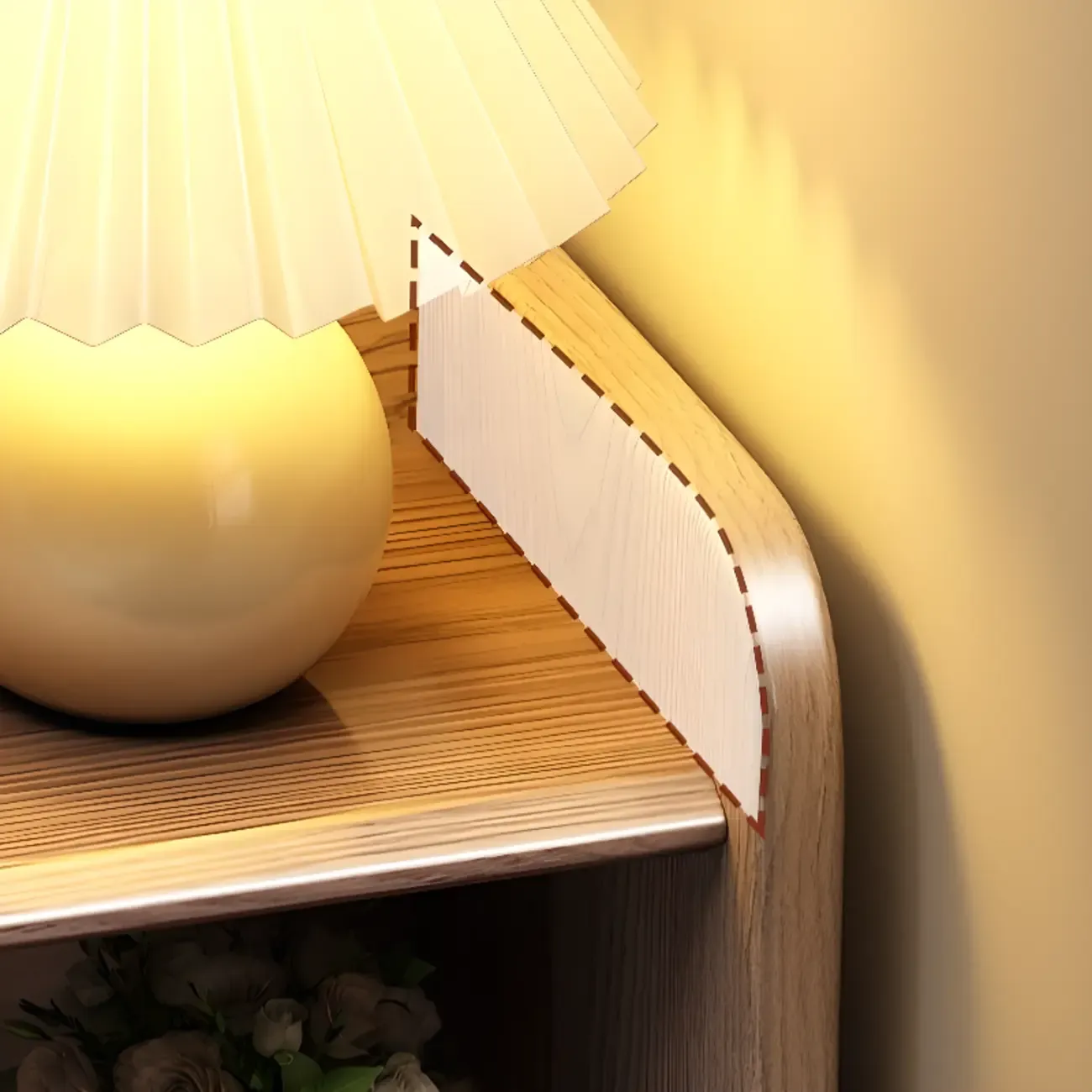 Tall Nut-Brown Wood Beside Nightstand with Drawers Image - 5