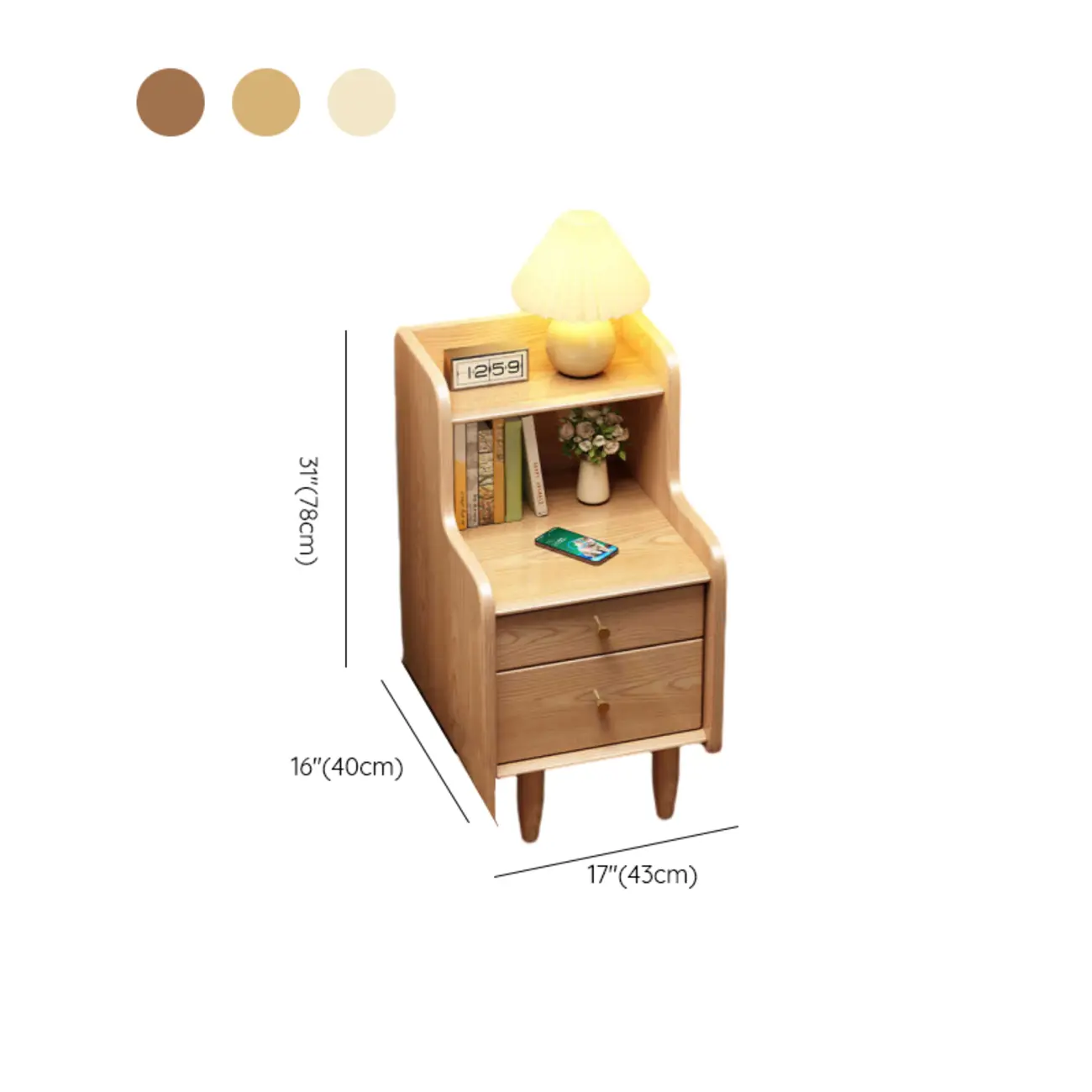 Tall Nut-Brown Wood Beside Nightstand with Drawers #size | homeyfad