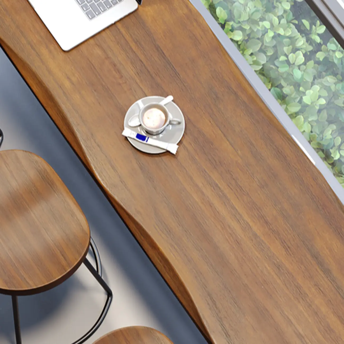 Modern Brown Wooden Grain Iron Trestle Bar Tables Image - 7 | homeyfad