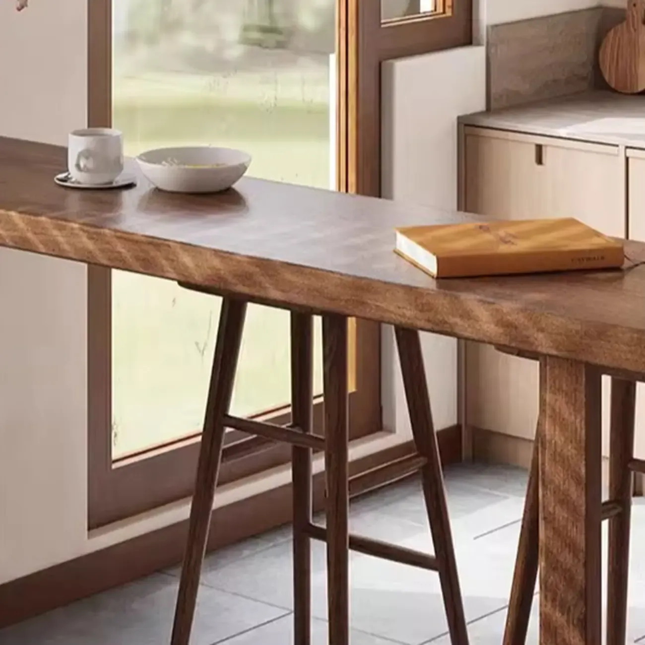 Casual Brown Wood Sled Base Bar Table Image - 6