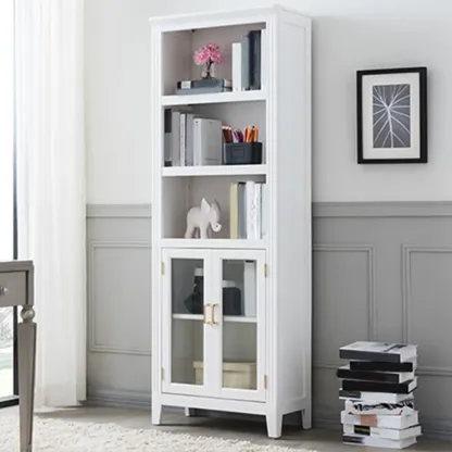  Mid-Century Modern Home Accent Wood Glass Paned Cabinet Image - 3