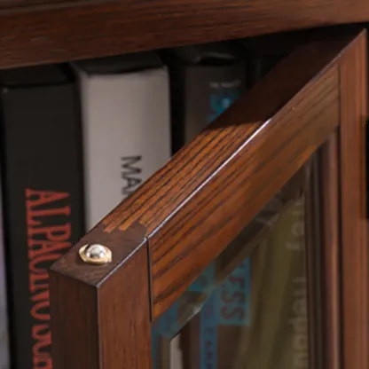  Mid-Century Modern Home Accent Wood Glass Paned Cabinet Image - 7