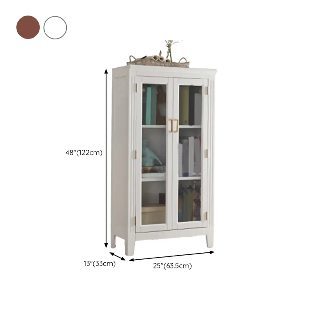  Mid-Century Modern Home Accent Wood Glass Paned Cabinet #size