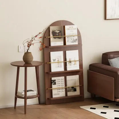 Unique Arched Closed Back Wood Wall Unit Bookcase Image - 5
