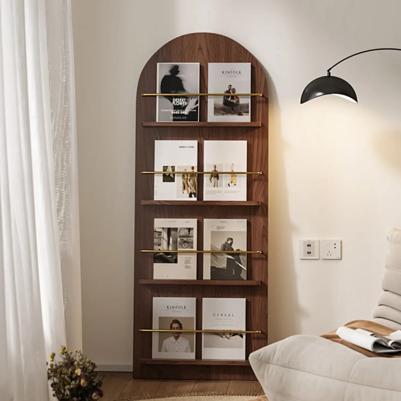 Unique Arched Closed Back Wood Wall Unit Bookcase Image - 2 | homeyfad