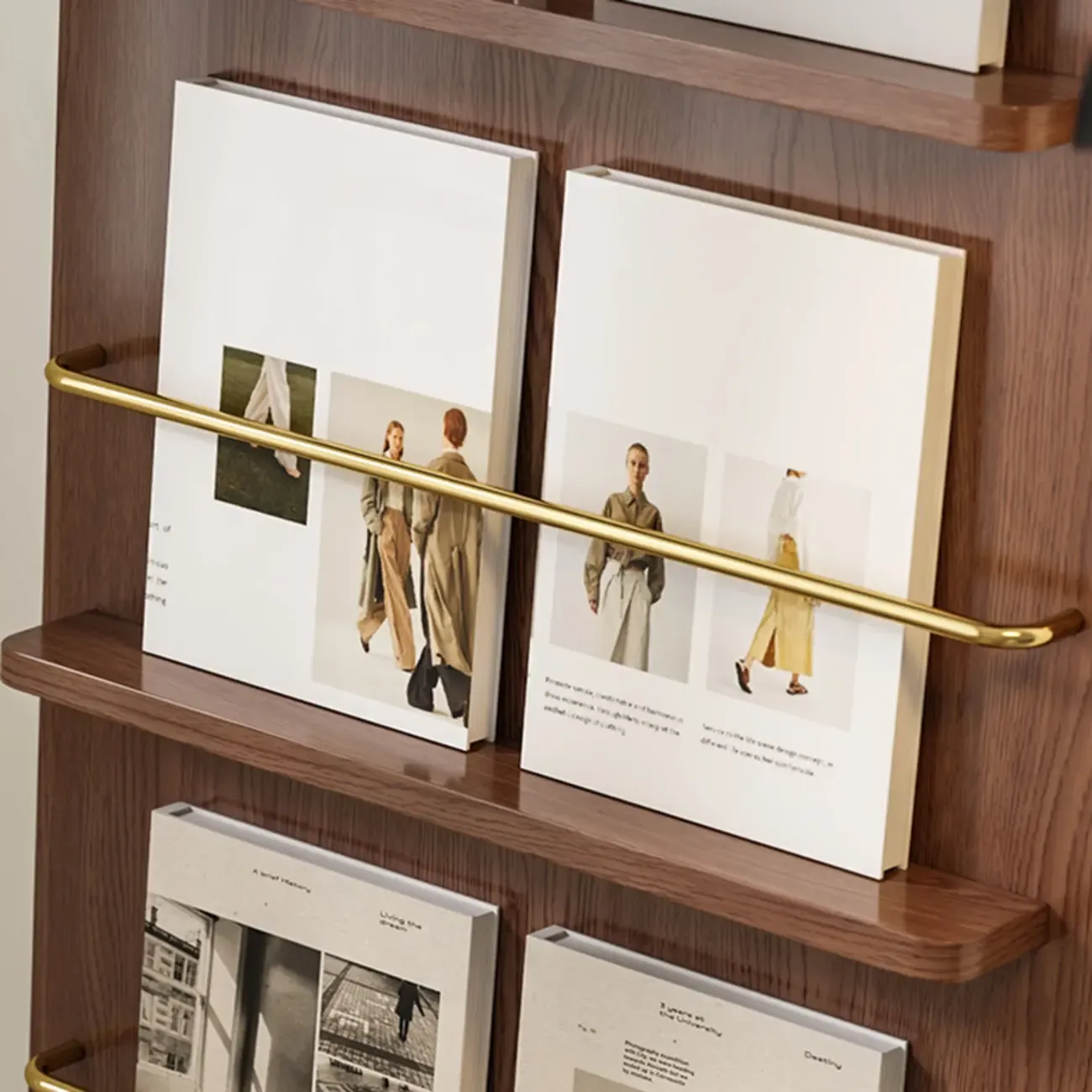 Unique Arched Closed Back Wood Wall Unit Bookcase Image - 10