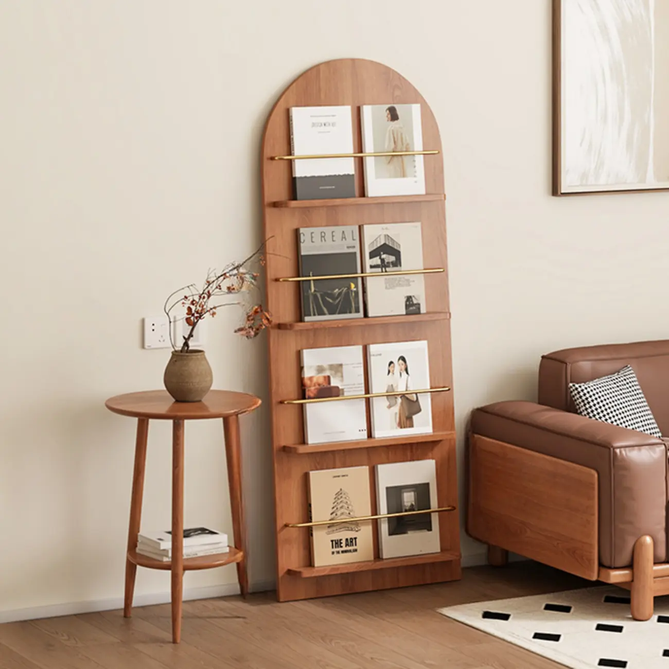 Unique Arched Closed Back Wood Wall Unit Bookcase Image - 8 | homeyfad