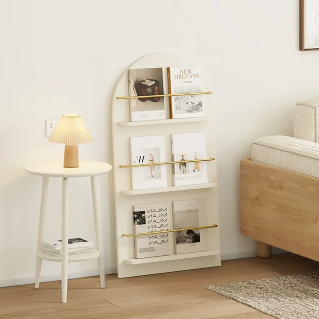 Unique Arched Closed Back Wood Wall Unit Bookcase Image - 6