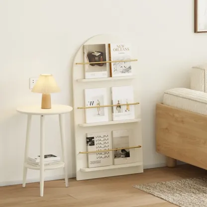 Unique Arched Closed Back Wood Wall Unit Bookcase Image - 6