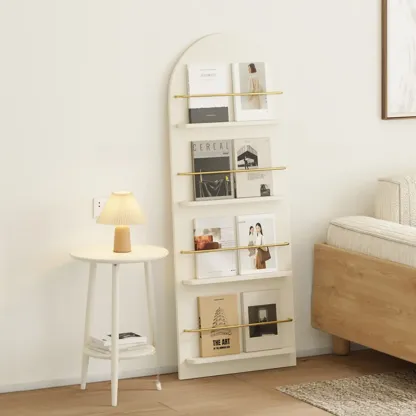 Unique Arched Closed Back Wood Wall Unit Bookcase Image - 9