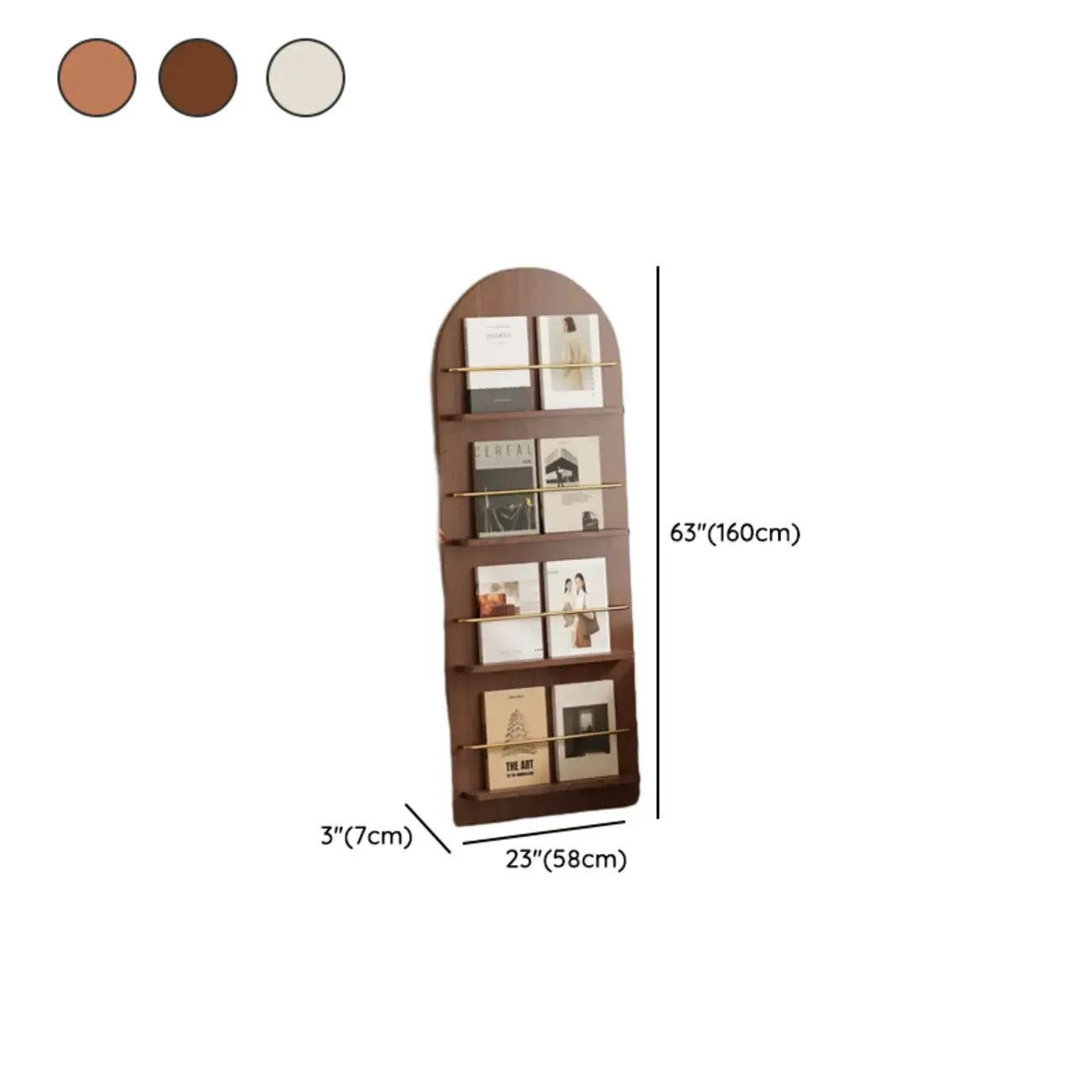 Unique Arched Closed Back Wood Wall Unit Bookcase Image - 15