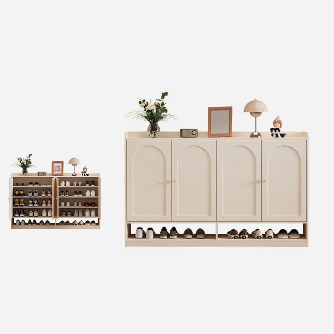 Versatile Minimalist White Wood Shoe Cabinet Adjustable Image - 7 | homeyfad