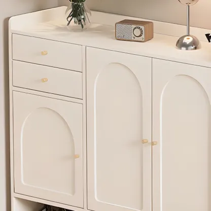 Versatile Minimalist White Wood Shoe Cabinet Adjustable Image - 9