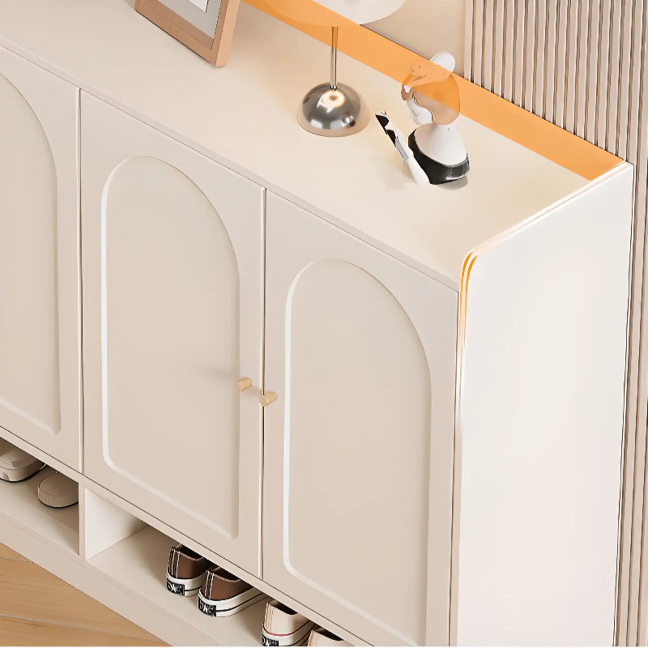 Versatile Minimalist White Wood Shoe Cabinet Adjustable Image - 10 | homeyfad