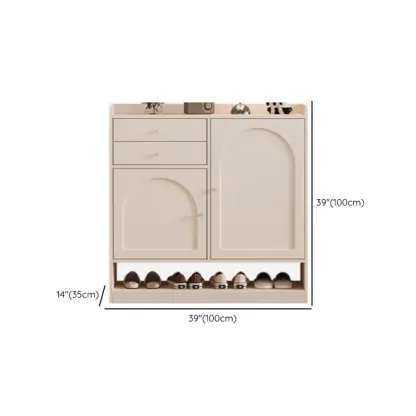 Versatile Minimalist White Wood Shoe Cabinet Adjustable Image - 13