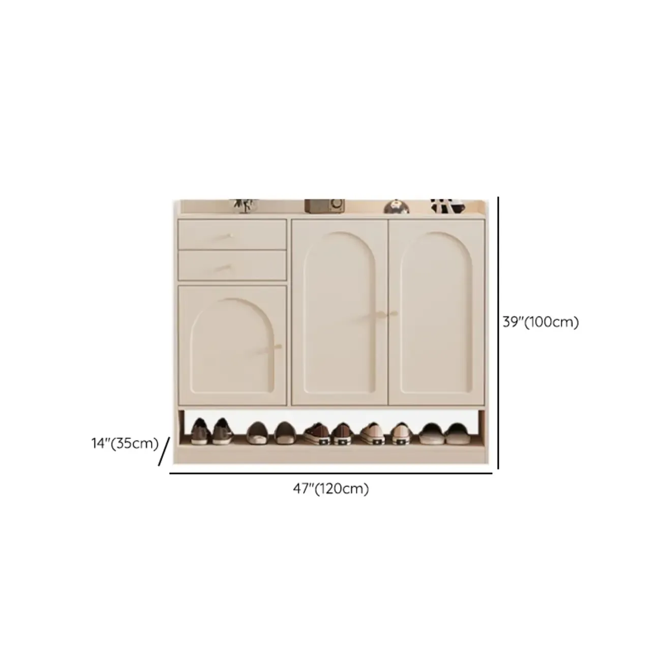 Versatile Minimalist White Wood Shoe Cabinet Adjustable Image - 14