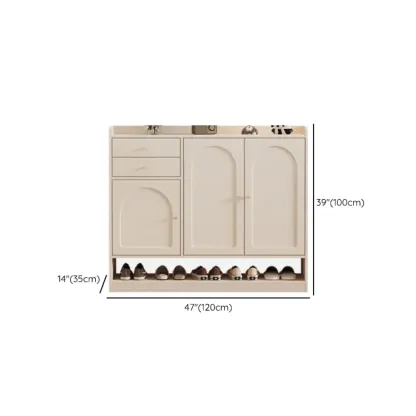 Versatile Minimalist White Wood Shoe Cabinet Adjustable Image - 14