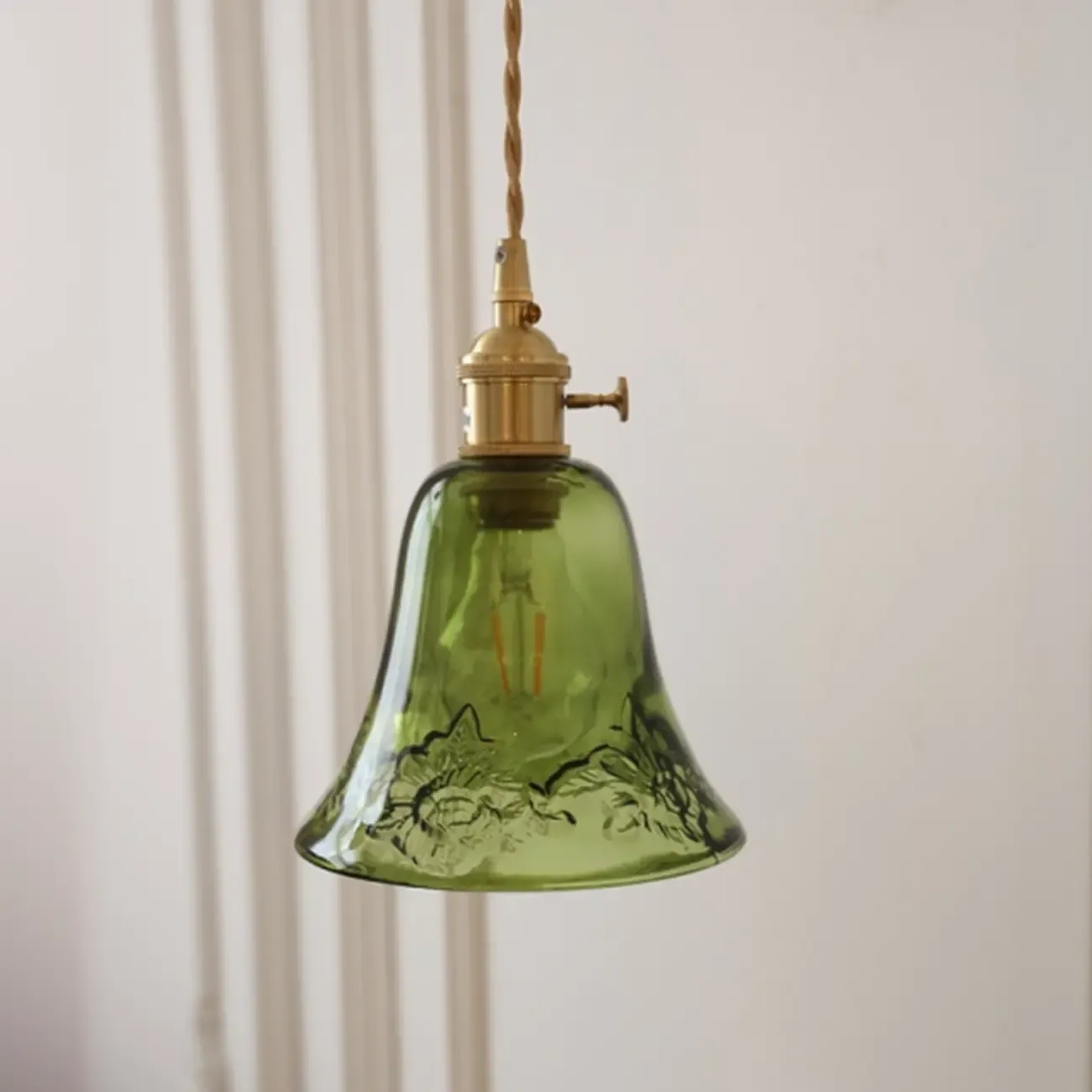 Modern Glass Pendant Light Green Flower Design Image - 3