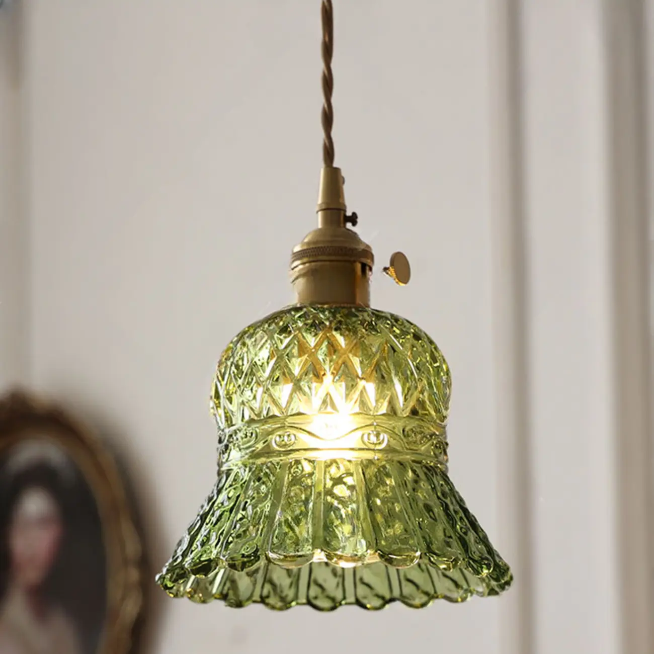 Modern Glass Pendant Light Green Flower Design Image - 2 | homeyfad