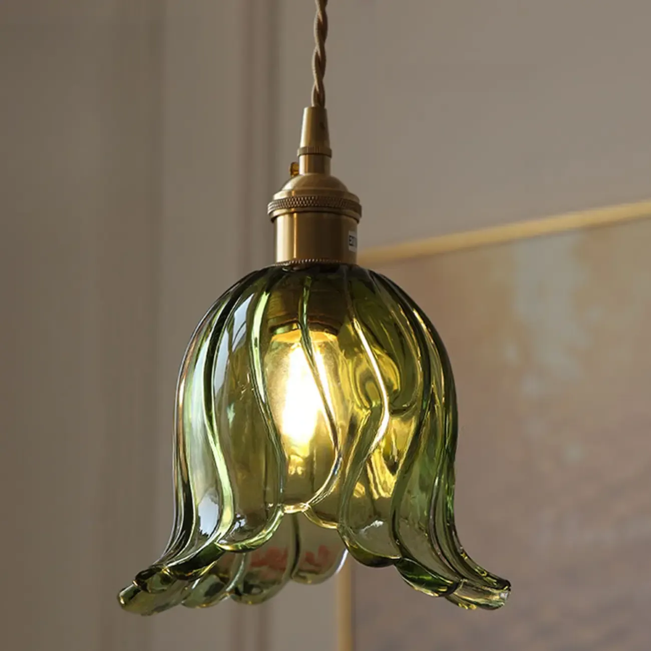 Modern Glass Pendant Light Green Flower Design Image - 7