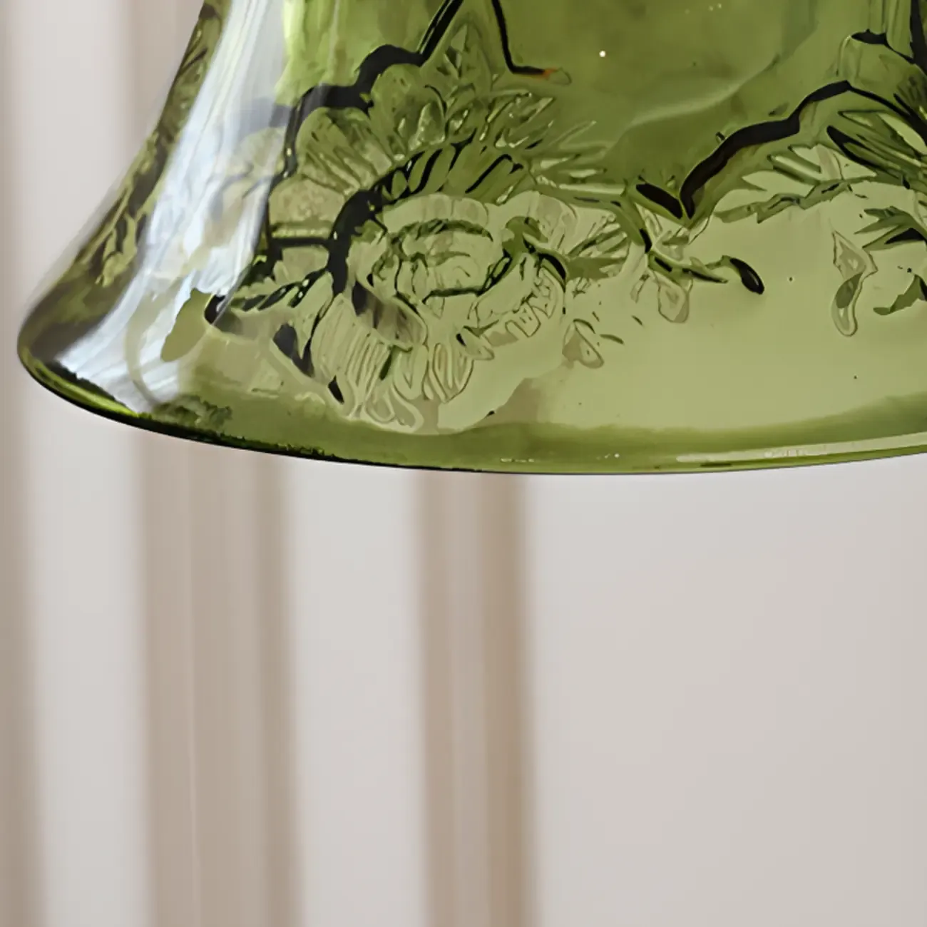 Modern Glass Pendant Light Green Flower Design Image - 10