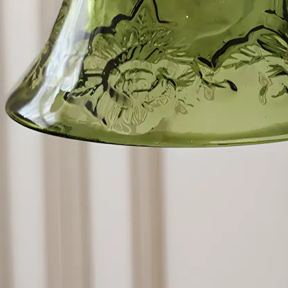 Modern Glass Pendant Light Green Flower Design Image - 10