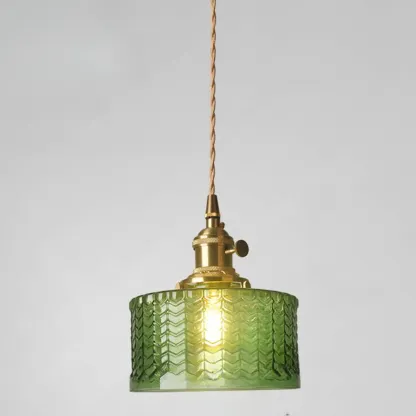 Modern Glass Pendant Light Green Flower Design Image - 12