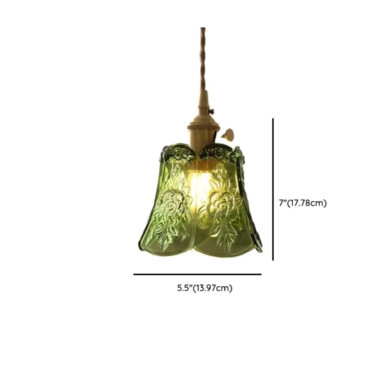 Modern Glass Pendant Light Green Flower Design #size