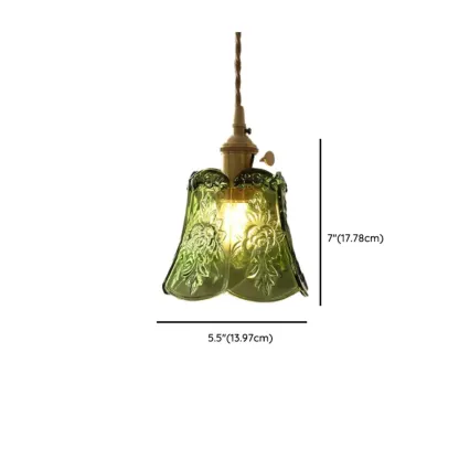 Modern Glass Pendant Light Green Flower Design #size