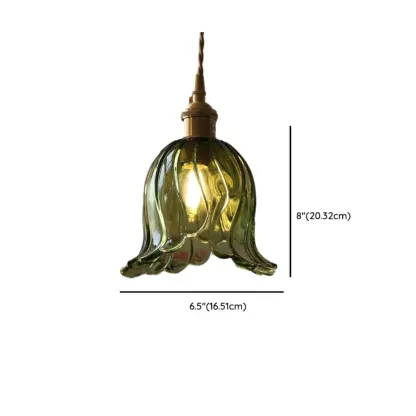 Modern Glass Pendant Light Green Flower Design Image - 17