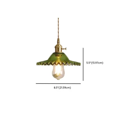 Modern Glass Pendant Light Green Flower Design Image - 21