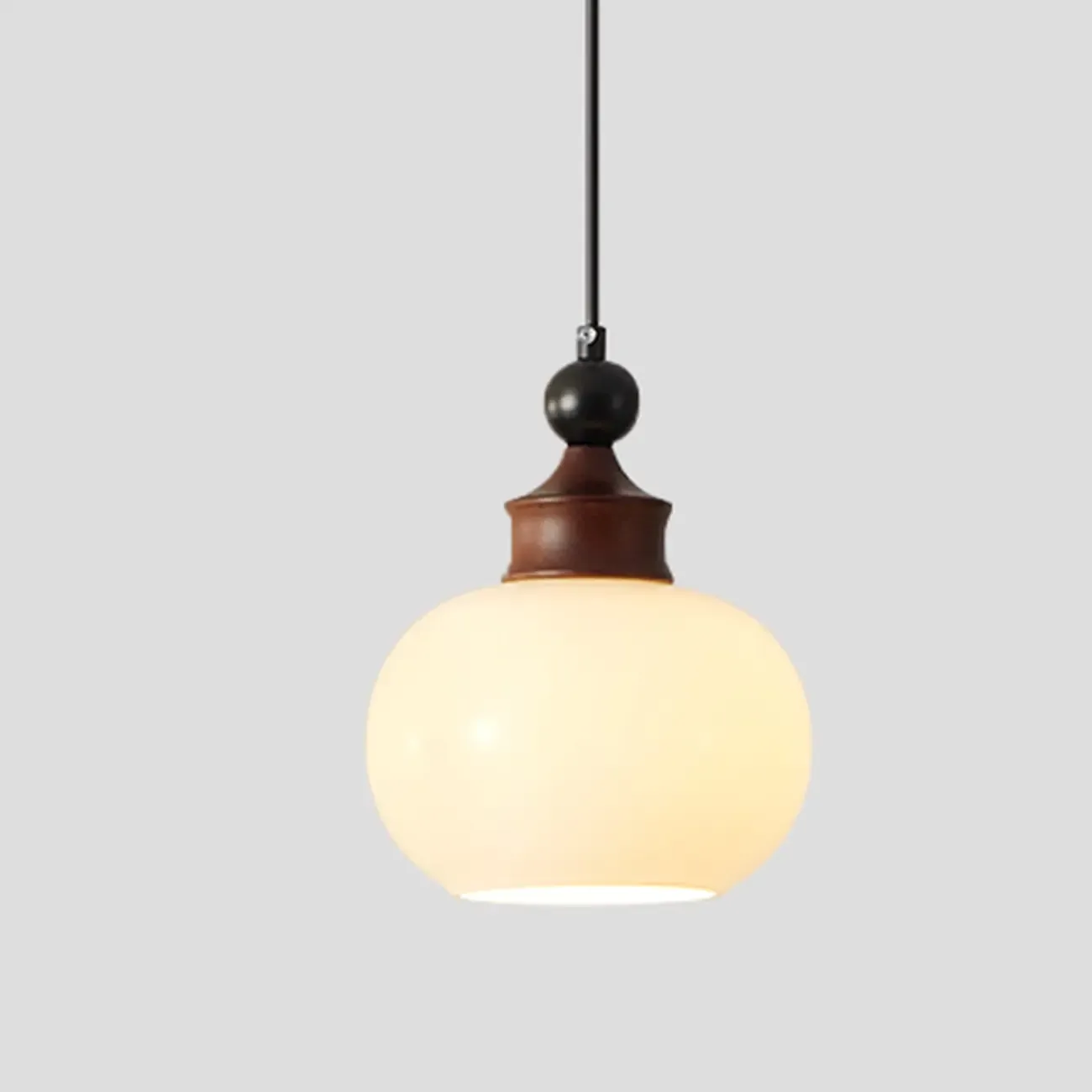 Modern Glass Wood Pendant Light Fixture Image - 4
